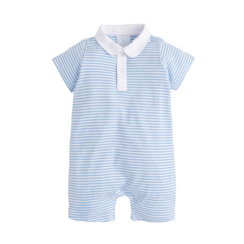 Peter Pan Polo Romper Light Blue Stripe by Little English