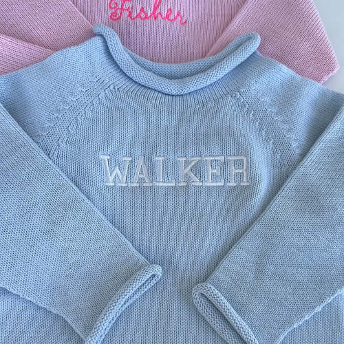 Essentials Knits Pink Raglan Sweater - Light Blue - New! (Sizes 3M, 6M – Southern Sorelle Embroidery Boutique