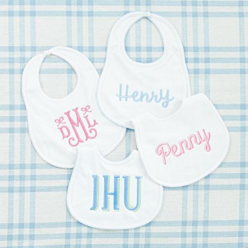 Picot Trim Bib // Cotton Bib, Baby Shower Gift, Boys Baby Bib, Girls Baby Bib, Soft Baby Bib, Custom Name Bib, Monogrammed Bib, Custom Bib