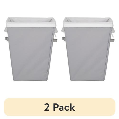 (2 pack) Mainstays Rectangular Polyester Laundry Basket Hamper Sortor with Removable Liner for Adult, Gray