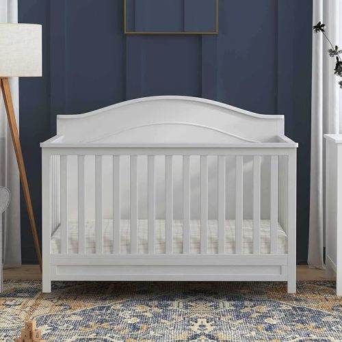 Davinci Charlie 4-in-1 Convertible Crib - GREENGUARD Gold Certified - Converts from Baby Crib to Toddler Bed, Daybed, and Full-Size Bed Effortlessly - 4 Adjustable Heights - Wooden White Baby Bed