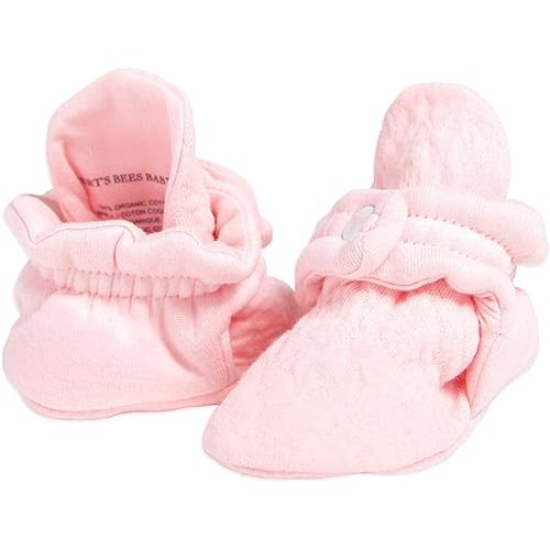 Burt's Bees Baby Booties, Organic Cotton Adjustable Infant Sock