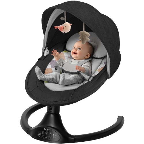 Electric Baby Swing, Caveen Infant Swing Rocker with Remote Control, 5 Sway Speeds, Bluetooth Music, Black