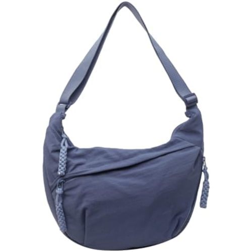 Nylon Crossbody Bags for Women, Trendy Medium Crescent Bag, Lightweight Woman Over Shoulder Purse with Zipper