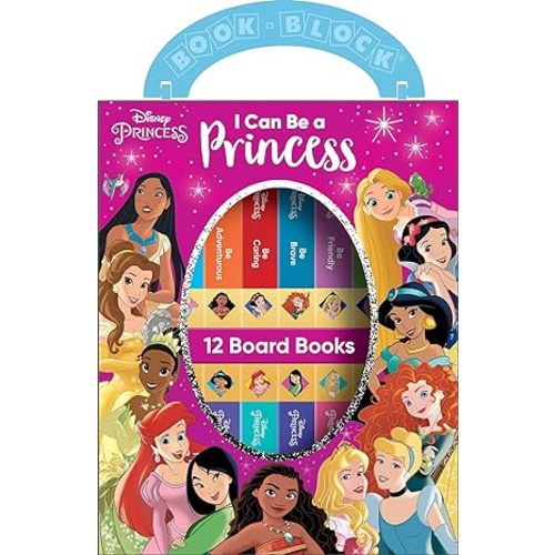 Disney Princess - I Can Be Princess My First Library Board Book Block 12-Book Set Teaches Positive Traits Like Caring, Friendliness, Curiosity, and More! - PI Kids