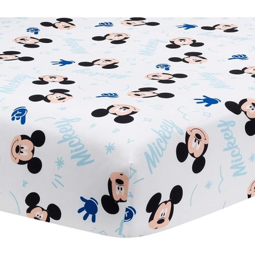 Lambs & Ivy Disney Baby Forever Mickey Mouse White Fitted Crib Sheet