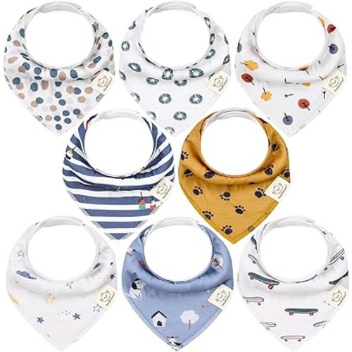 KeaBabies 8-Pack Organic Baby Bandana Drool Bibs for Boys Girls - Soft Cotton Drooling & Teething Bibs for Infants, Toddlers, Super Absorbent Cotton Bandana Bibs for Baby Boy & Girl (Let Loose)