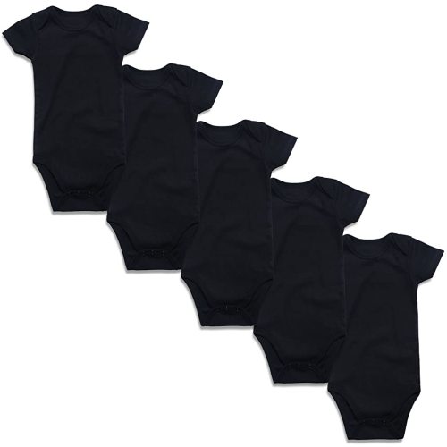 ROMPERINBOX Onsies for Baby Boy Girl Black Multi-pack Short Sleeve Bodysuits