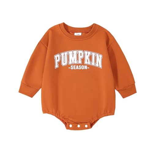 HAPRIZERA Newborn Boys Girls Baby Halloween Sweatshirt Long Sleeve Pullover Letter Printed Romper Warm Clothes