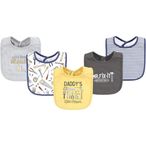 Hudson Baby Infant Boy Cotton Bibs, Construction Work, One Size