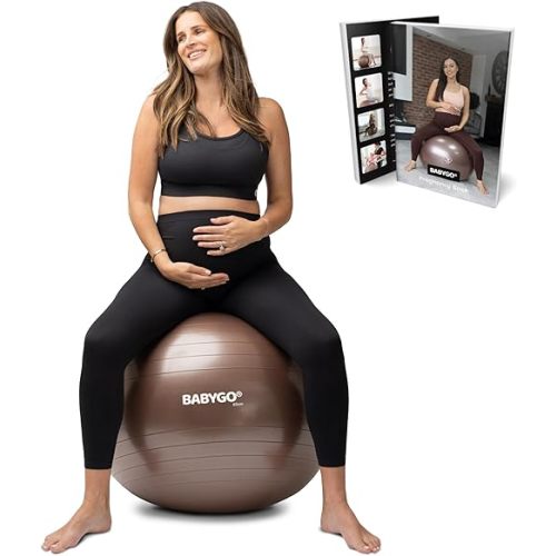 BABYGO Birthing Ball - Pregnancy Yoga Labor & Exercise Ball & Book Set Trimester Targeting, Maternity Physio, Birth & Recovery Plan Included Anti Burst Eco Friendly