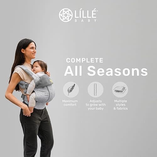 LÍLLÉbaby Complete All Seasons Ergonomic 6-in-1 Baby Carrier Infant to Toddler with Lumbar Support (7-45 Pounds), 360 Degree Baby Wearing & Multi-Position, Inward & Outward Facing (Pebble Grey)