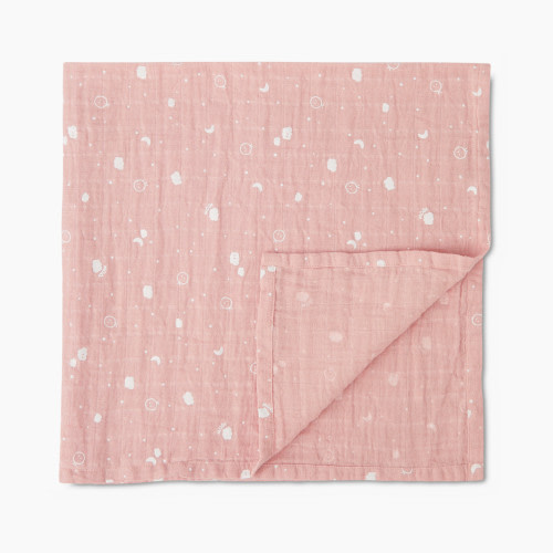 MORI Pre-Washed Burp Cloth & Muslin Swaddle - Pink, Medium