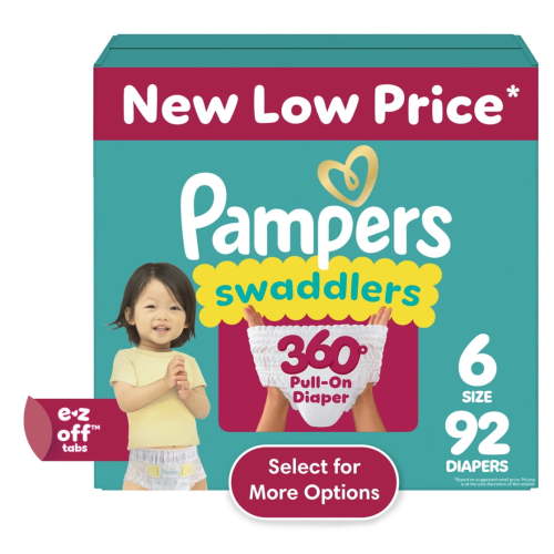 Free Shipping! Pampers Swaddlers 360 Pull-On Diapers Size 6 35+ lbs 92 Count Leakproof Skin Protection