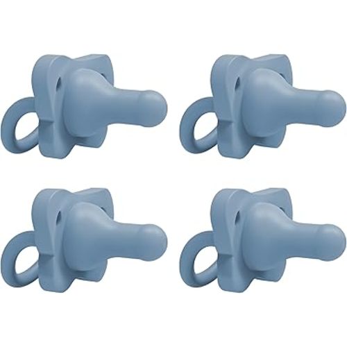 Dr. Brown's HappyPaci 100% Silicone Baby Pacifier, Contoured One-Piece Design, Blue, 0-6m, BPA-Free, 4 Pack