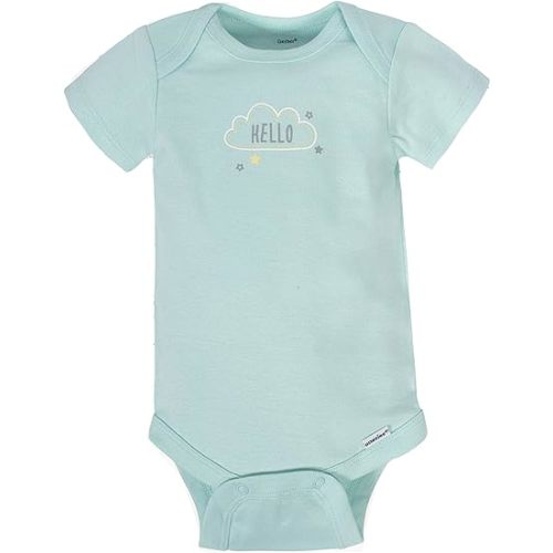 Gerber unisex-baby 8-pack Short Sleeve Onesies Bodysuits - 0-3 Months - Animals Green