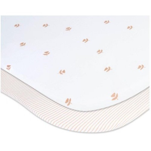 Ely's & Co. Baby Fitted Bassinet Sheet 100% Combed Jersey Cotton Pink for Baby Girl 2 Pack, Color: Pink tulip