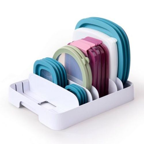 YouCopia StoraLid Container Lid Organizer: Kitchen Storage, Multi-Compartments, Freestanding, White