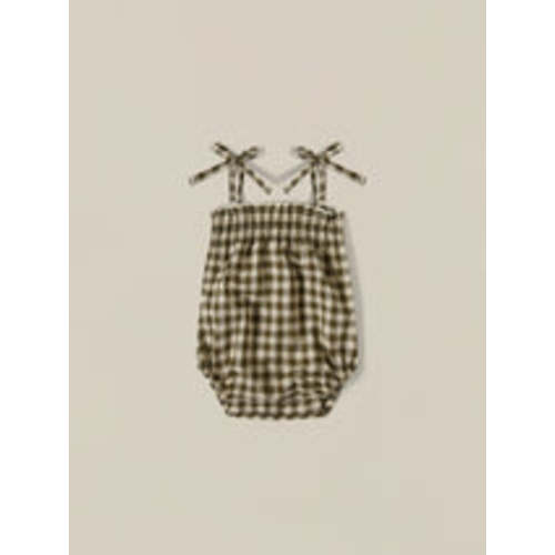Olive Gingham Spaghetti Bodysuit | Organic Zoo
