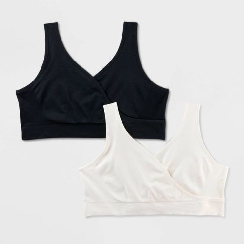 Women's 2pk Nursing Unlined V-Neck Bralette - Auden™ Black/White M