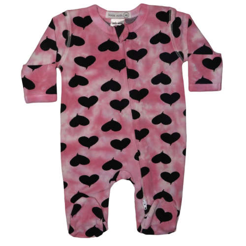 Baby Zipper Footie - Graffiti Heart Tie Dye