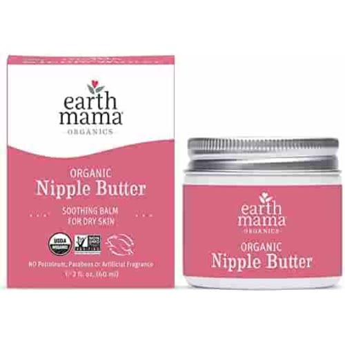Organic Nipple Butter Breastfeeding Cream by Earth Mama | Lanolin-free, Safe for Nursing & Dry Skin, Non-GMO Project Verified, 2-Fluid Ounce (Packaging May Vary)