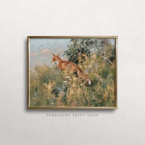 Little Fox | Fox Art Print | Cottagecore Art Print | Cottage Art Print | Spring Wall Art | Fox Nursery Decor | #L204