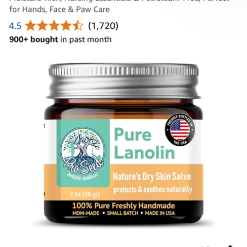 100% Pure Lanolin Cream - Handmade, Unrefined Balm for Dry & Itchy Skin, Cracked Lips, Breastfeeding, Baby Care, Moisture-Rich, Nursing Essentials & Petroleum-Free, Perfect for Hands, Face & Paw Care