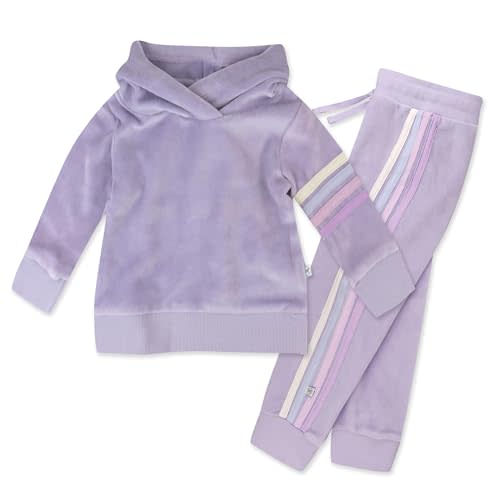 HonestBaby Velour Pullover Hoodie and Zip Front Sweatshirt and Jogger Sweatpants Set