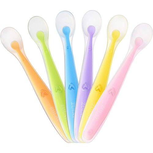 Zulay Kitchen 6 Pack Silicone Soft Baby Spoons, First Stage Gum-Friendly Infant Spoons For Baby Led Weaning