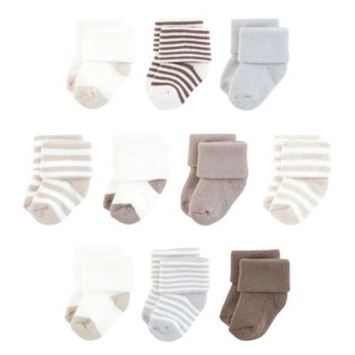 Touched By Nature Unisex Organic Cotton Socks, Neutral Stripes, 0-6 Months