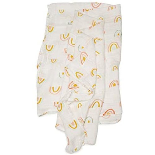 Loulou Lollipop Soft Baby Swaddle Blanket Muslin Wrap Receiving Blanket for Newborn to Toddler Girl and Boy, Large 47” by 47” - Pastel Rainbow