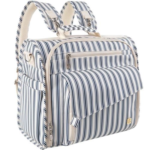 ALLCAMP Diaper bag backpack Multi-Function Waterproof Travel Backpack Nappy Bags for Baby Care, Large Capacity,Support baby Stroller, Converted Into a Tote Bag (Blue stripe)