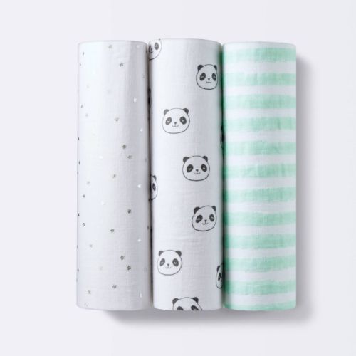 Muslin Swaddle Blankets Pandas 3pk - Cloud Island™