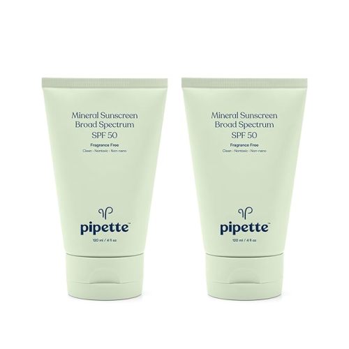 Pipette Mineral Sunscreen - SPF 50 Broad Spectrum Baby Sunblock with Non-Nano Zinc, UVB/UVA Non-Toxic Sun Protection for Kids & Sensitive Skin, 4fl oz (2 pack) - 4 Fl Oz (Pack of 2)