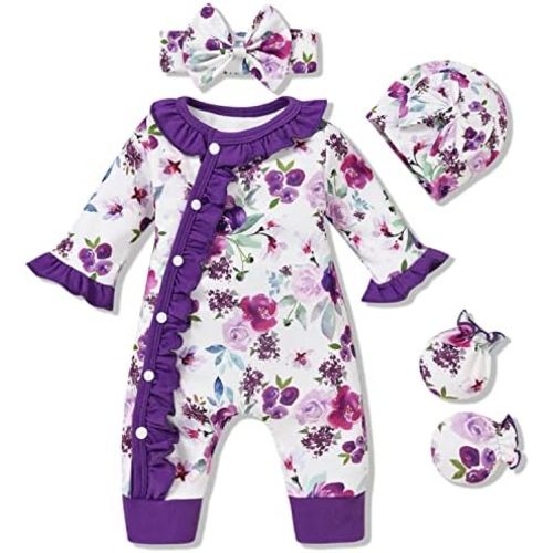 Aalizzwell Baby Girls Romper Outfit Fall Winter Clothes with Accessories