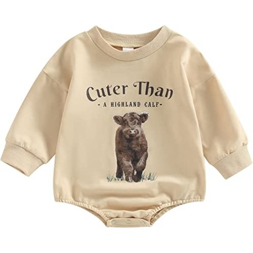 Kayotuas Long Sleeve Bodysuit Oversized Cow Sweater