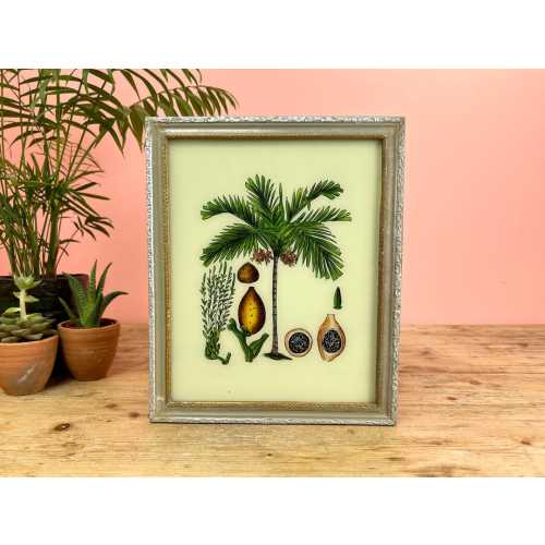 Vintage Indian Reverse Glass Painting of a Palm Tree