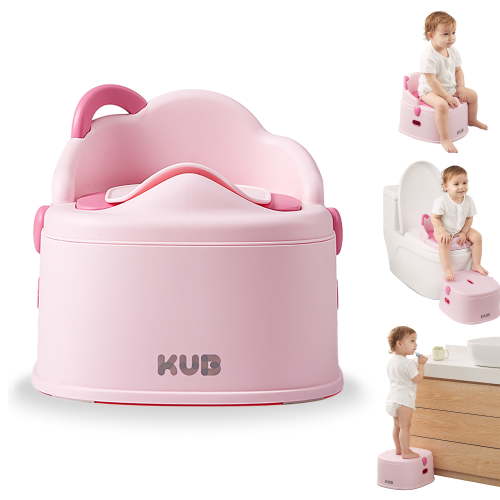 KUB 3-in-1 Toddler Potty Training Toilet (Chair, Seat, Step Stool), Easy to Clean, Pink