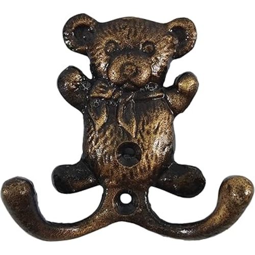 ZAHANAARA Teddy Shape Wall Hook - Antique Metal Decorative Wall Hooks for Hanging Coats, Keys, Bags & Towels |Heavy Duty Rustic Hanger | Vintage Home Decor for Bedroom, Kitchen, Entryway & Bathroom