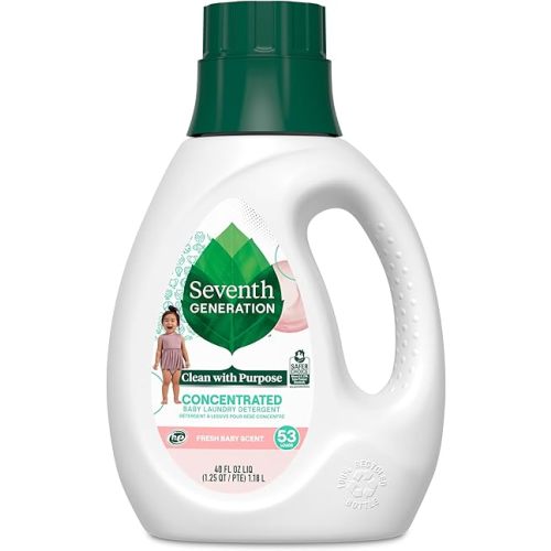 Seventh Generation Concentrated Baby Laundry Detergent, Stain Fighting Formula, Fresh Scent, 40 oz (53 Loads)