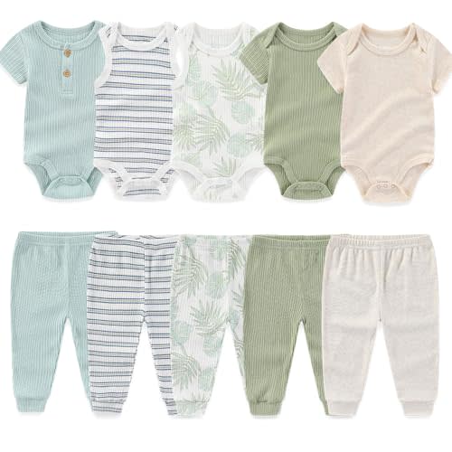 Kiddiezoom Baby Layette Set 10-Piece with Bodysuits and Pants Set