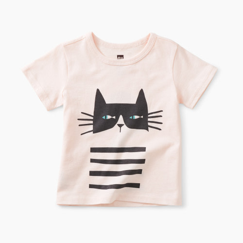 Tea Collection Cat Fish Graphic Tee - Pink, 3-6 Months