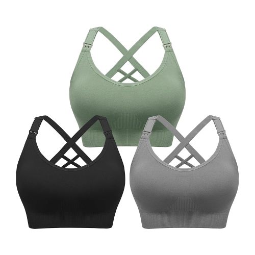 Angelhood Nursing Bras for Breastfeeding, Seamless Nursing Sports Bra Support Yoga Maternity Bras Pregnancy Sleep Bralette