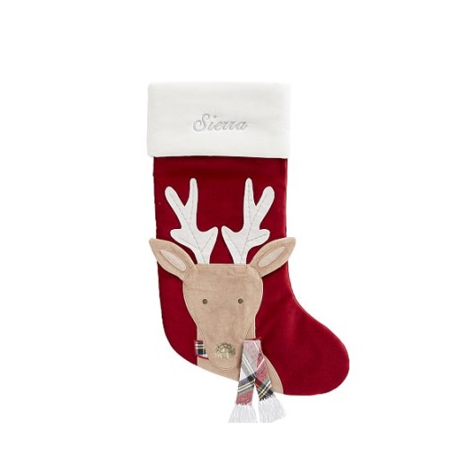 PB x pbk Reindeer Classic Velvet Christmas Stockings | Pottery Barn Kids