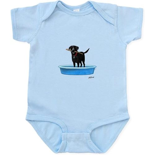 CafePress Black Labrador Retriever in Kiddie Pool Body Suit Cute Infant Bodysuit Baby Romper