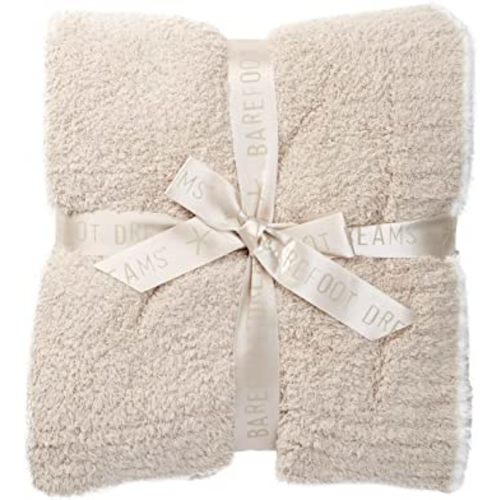 Barefoot Dreams Contrast Trim Throw Blanket 45" x 60" (Stone/White)