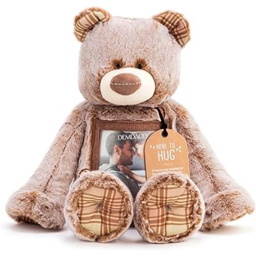 DEMDACO Here to Hug Photo Natural Brown 12 inch Plush Polyester Stuffed Animal Bear