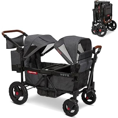 Radio Flyer Voya Stroller Wagon, 2 Seater Wagon Stroller for Kids with Low Sides, Baby Stroller Wagon, Double Stroller