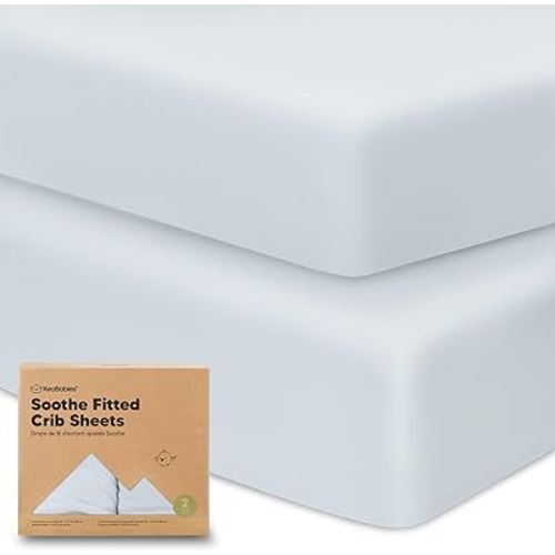 KeaBabies 2-Pack Organic Crib Sheets for Boys, Girls - 52x28 Fitted Crib Mattress Sheet Neutral, Breathable Jersey Cotton Cover for Baby Bed, Toddler Mattress, Soft & Cute Prints (Hazy Blue)